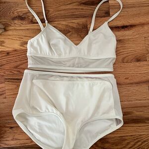 SOLID & STRIPED Cream high waisted bikini with Adjustable Straps
